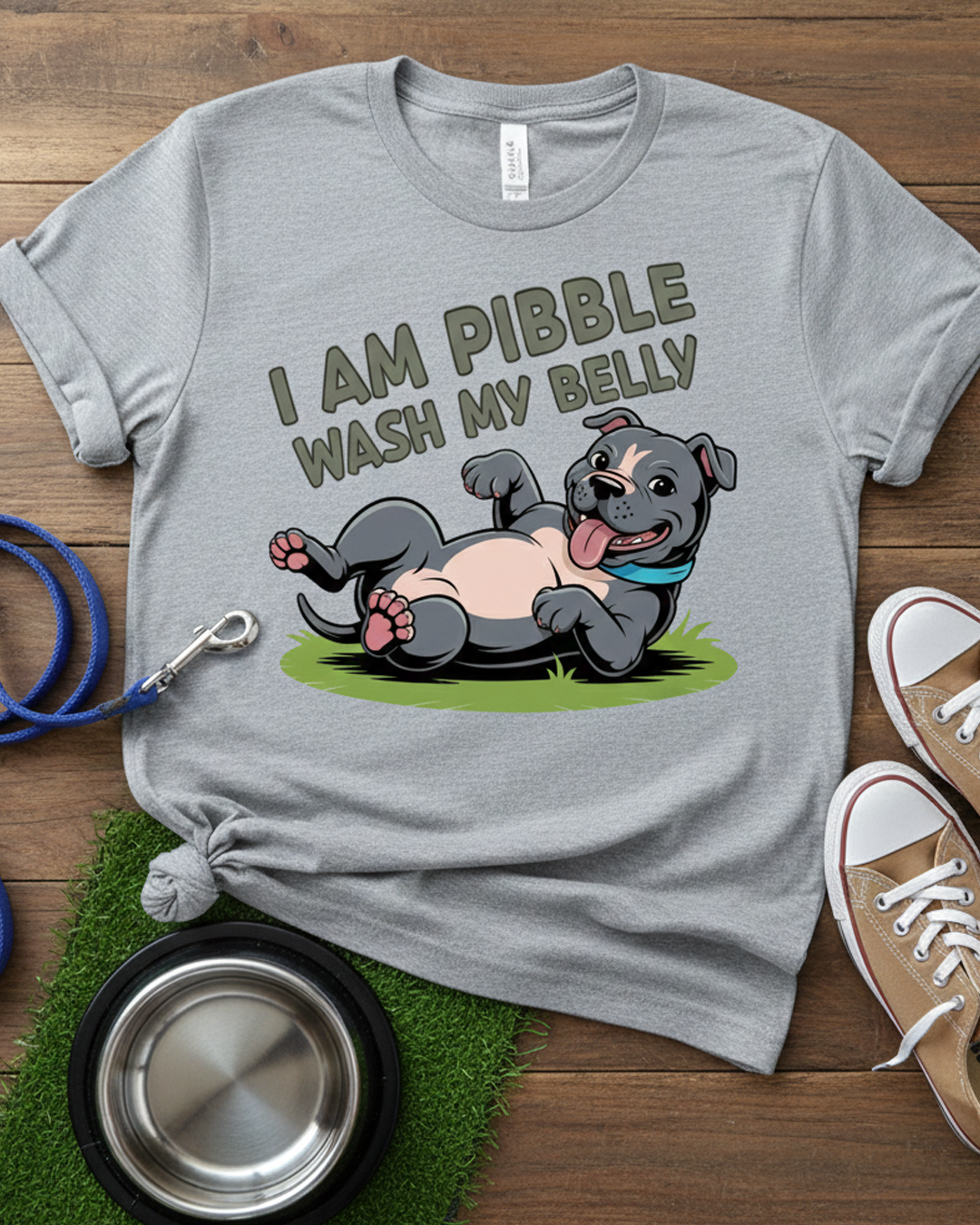 I Am Pibble Wash My Belly – Cute Pitbull Puppy Art for Dog Lovers